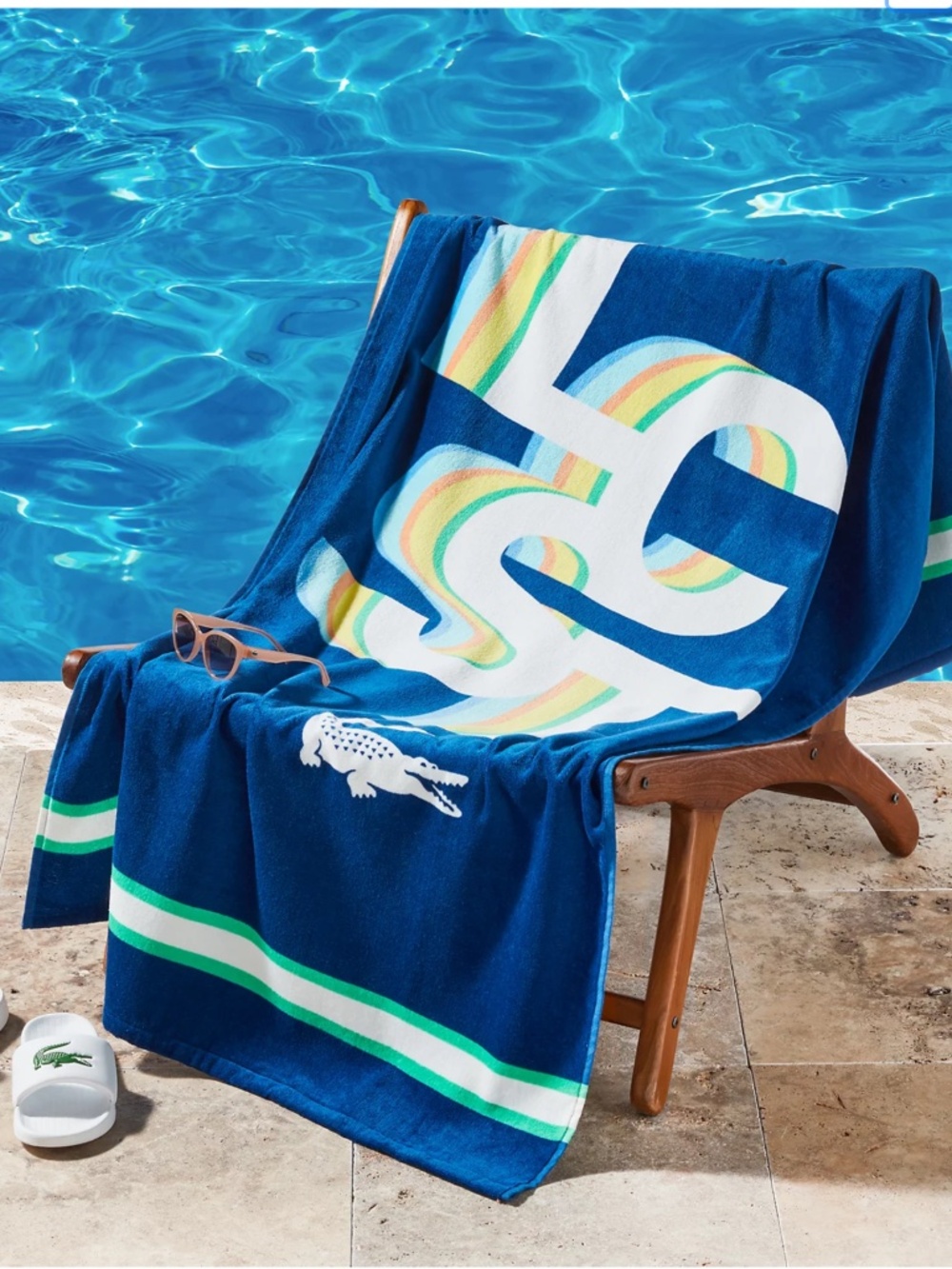Lacoste Lcst Playful Letters Cotton Beach Towel, 36" x 72"